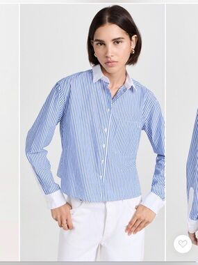 Kule Womens The Nell Blue Striped Cotton Button-Down Top Shirt S